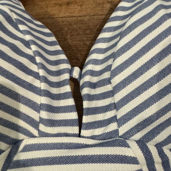 Time and Tru Blue Striped 1 Piece Swimsuit Plus Sz 1X (16W-18W) Coastal Nautical - Picture 3 of 5